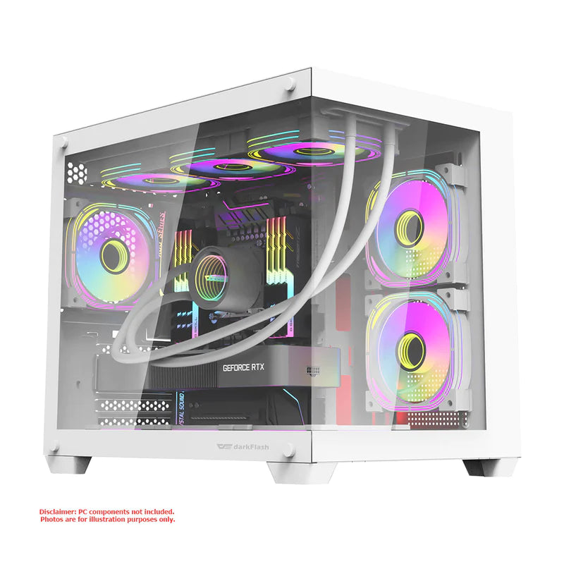 DARKFLASH C285MP EXQUISITE M-ATX TEMPERED GLASS PANORAMIC TRANSPARENT SIDE GAMING CASE