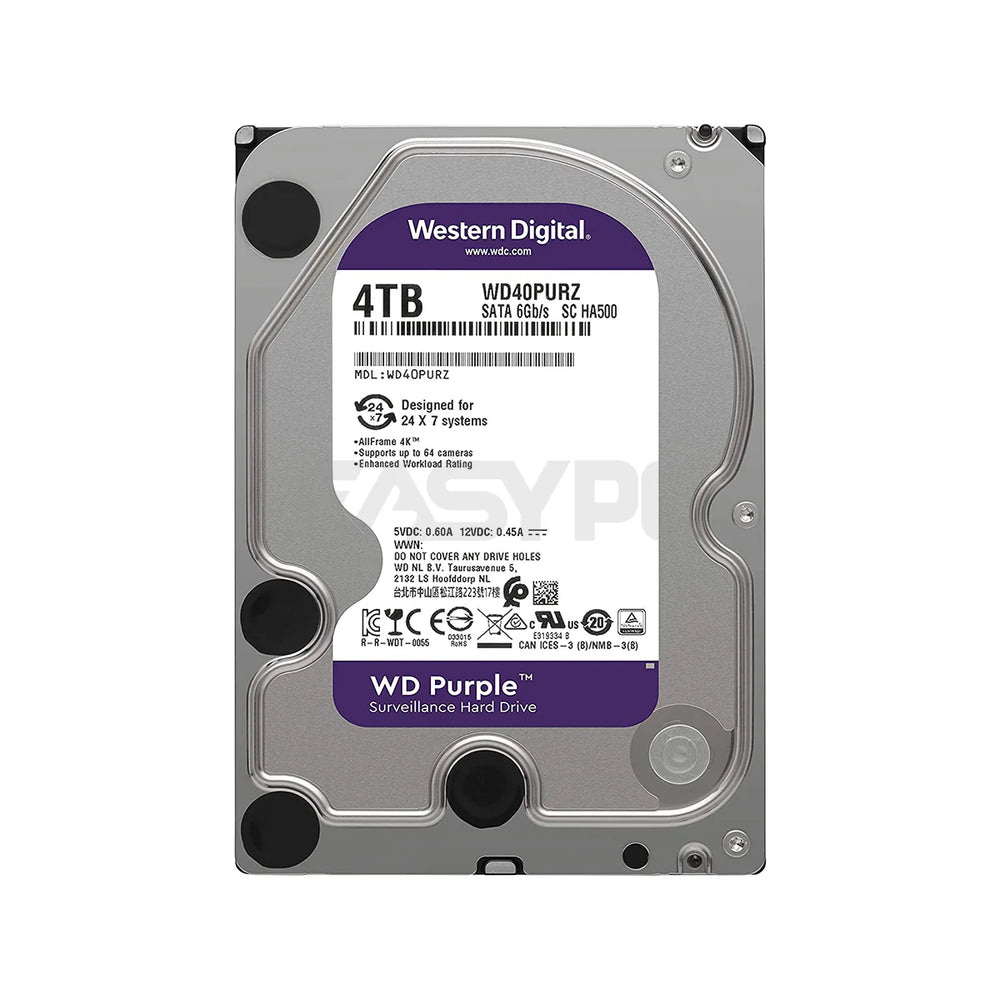 WESTERN DIGITAL WD PURPLE 4TB 3.5 INTERNAL SATA HARD DRIVE