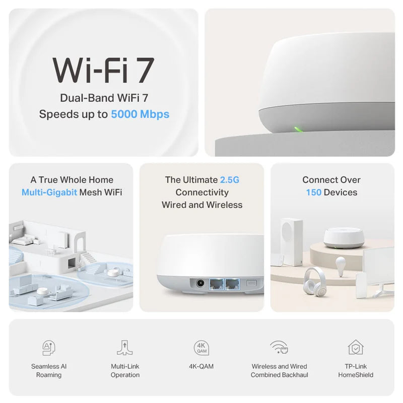 TP-LINK DECO BE25 1PACK BE5000 WHOLE HOME MESH Wi-Fi 7 SYSTEM