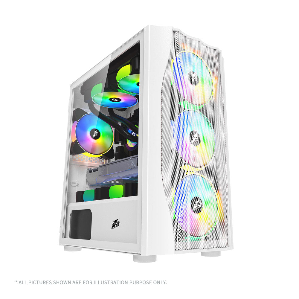 1STPLAYER FIREBASE X3-M | MESH FRONT | TG SIDE | M-ATX | WHITE MID-TOWER GAMING CASE