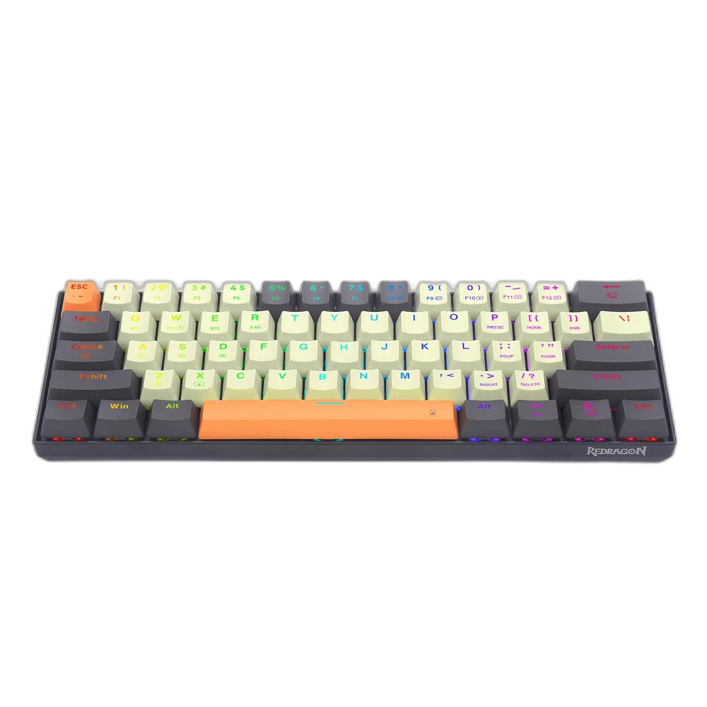 REDRAGON (K644CGO-RGB-PRO) CARAXES PRO CREAM-GRAY-ORANGE RED  MECHANICAL KEYBOARD