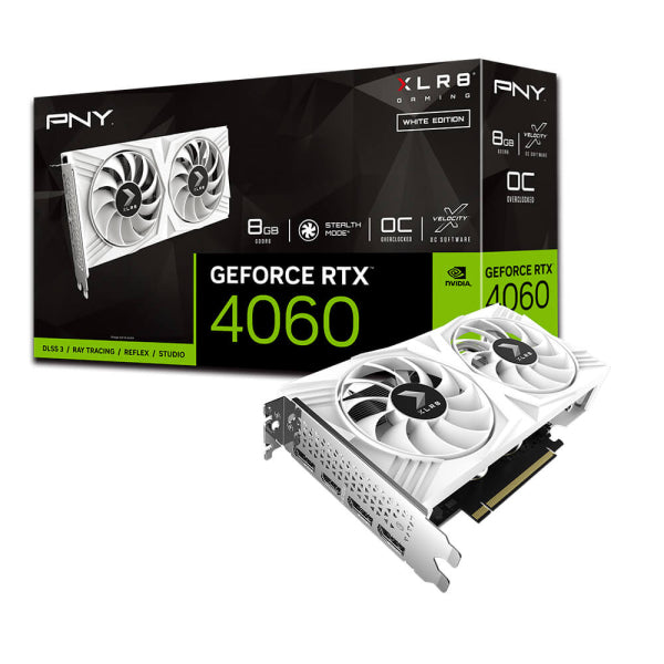 PNY GEFORCE RTX 4060 8GB OC XLR8 VERTO DF WHITE EDITION GRAPHICS CARD