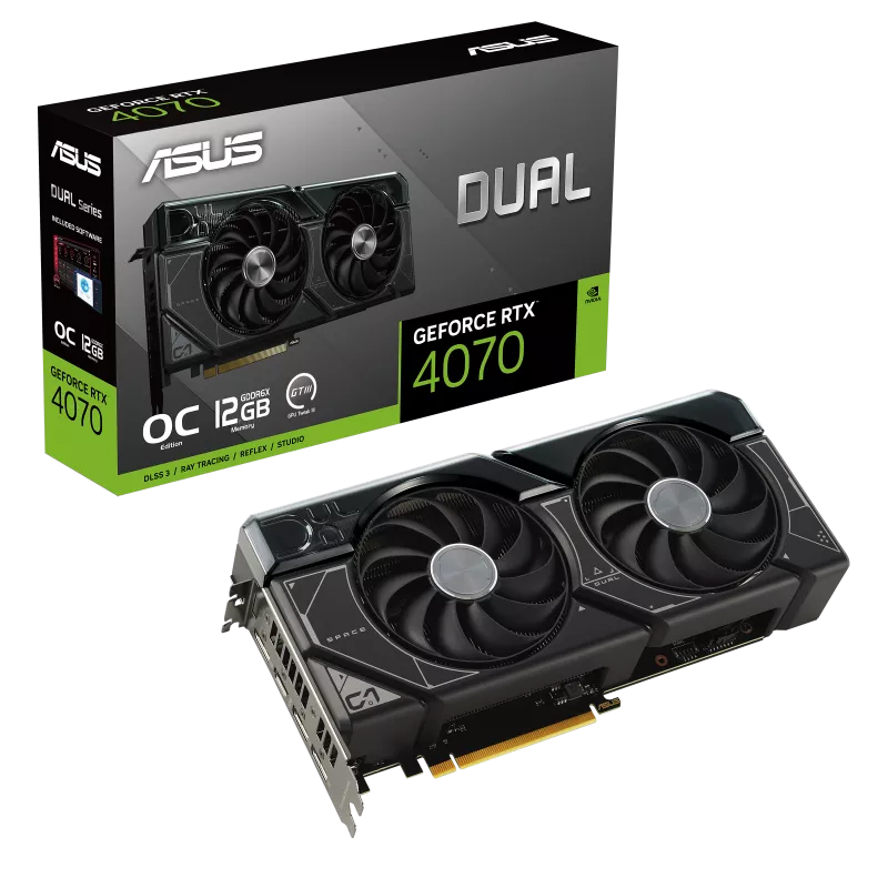 ASUS DUAL GEFORCE RTX 4070 12GB GDDR6S OC EDITION WITH TWO POWERFUL AXIAL-TECH FANS GRAPHICS CARD