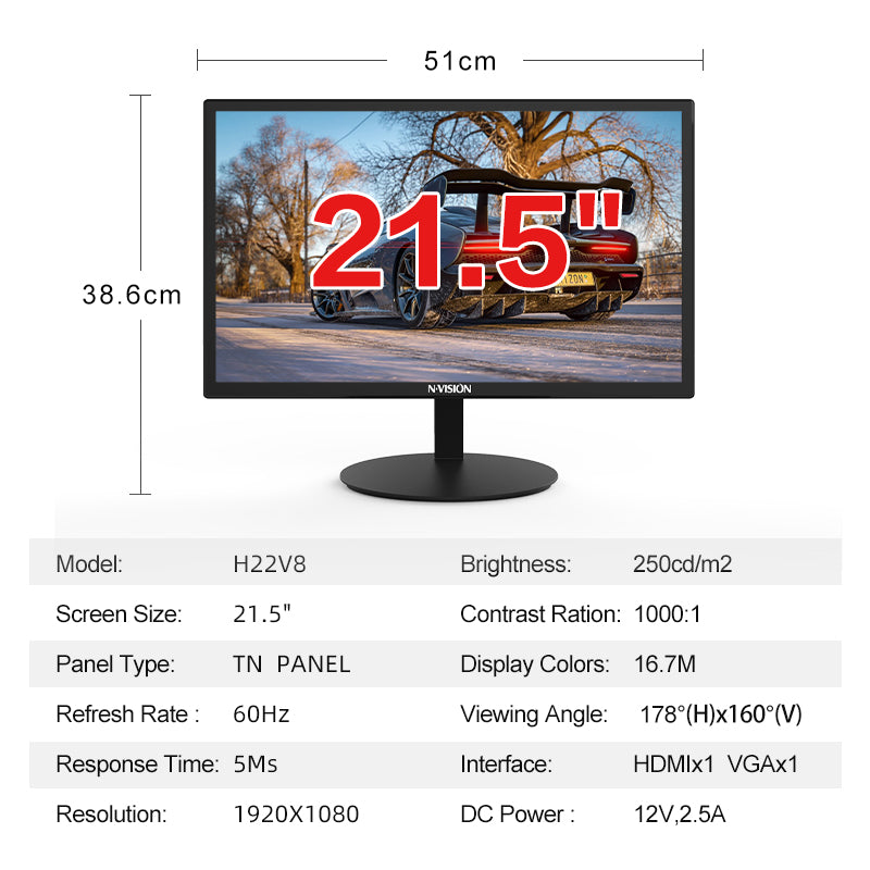 NVISION H22V8 21.5 INCH LED MONITOR (PD)