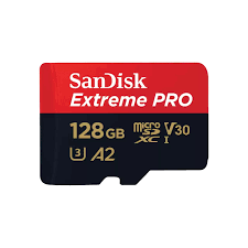 SANDISK EXTREME PRO MICROSDXC, SQXCD 128GB, V30, U3, C10, A2, UHS-I, 200MB/s R, 90MB/s W, 4x6, SD ADAPTOR MICRO SD
