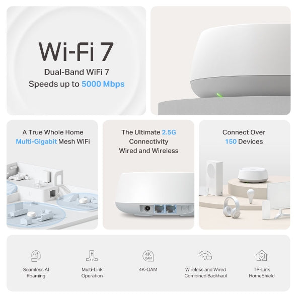 TP-LINK DECO BE5000 WHOLE HOME MESH Wi-Fi 7 SYSTEM