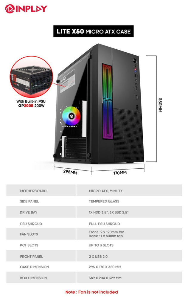 INPLAY LITE X50 W/ PSU 750W PSU CASE