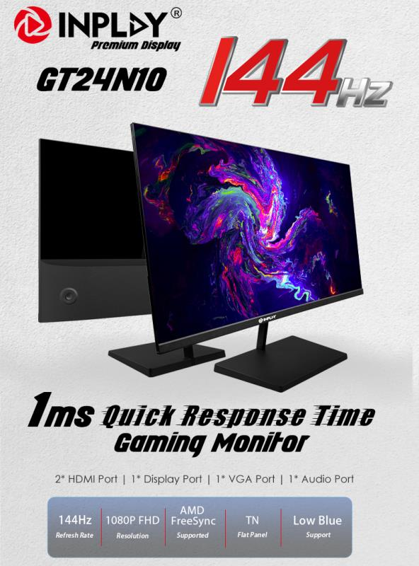 INPLAY GT24N10 24-INCH HD 1920X1080 144HZ 1MS FREESYNC GAMING MONITOR