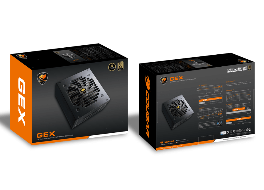 COUGAR GEX 850W | 80+ GOLD | FULL-MODULAR | FLAT CABLES | APFC | GAMING POWER SUPPLY
