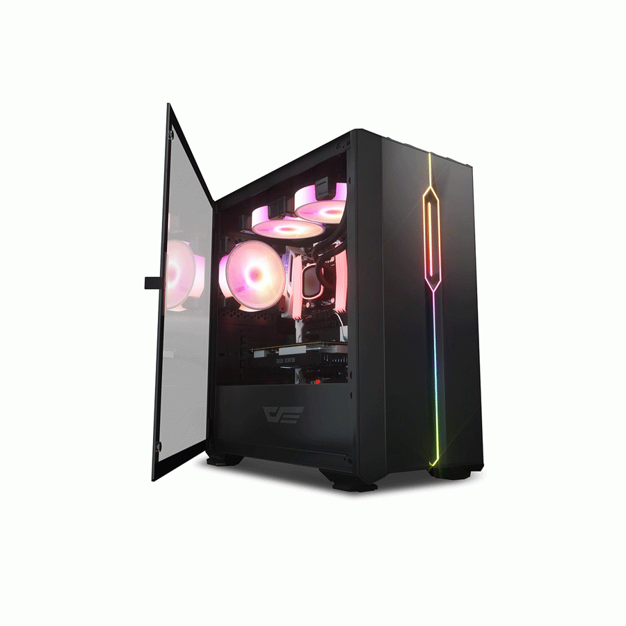 DARKFLASH DLM23 BLACK DOOR OPENING TEMPERED GLASS GAMING CASE