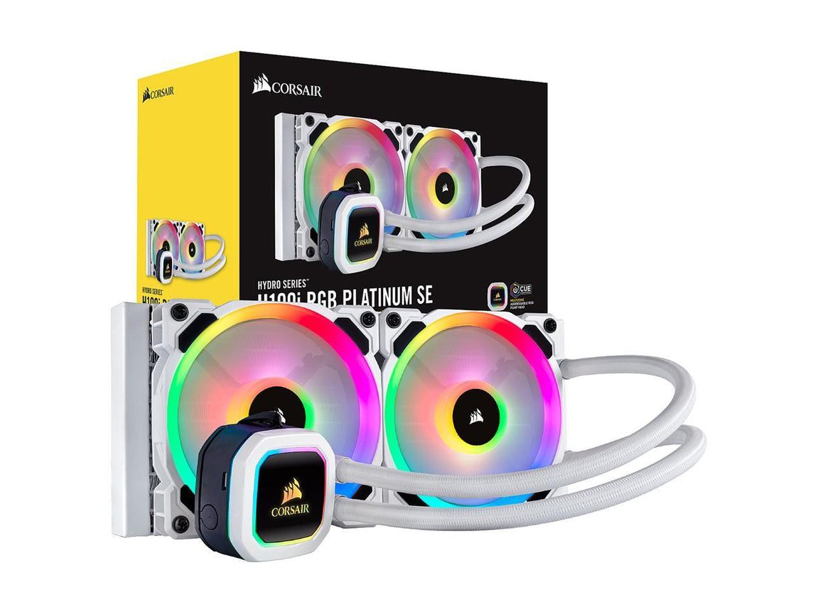 CORSAIR HYDRO SERIES, H100I RGB PLATINUM SE, 240MM RADIATOR, DUAL LL120 RGB PWM FANS LIQUID COOLER