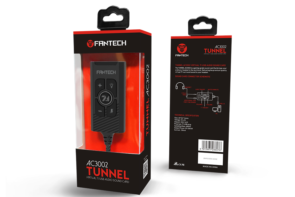 FANTECH AC3002 TUNNEL VIRTUAL 7.1 AUDIO