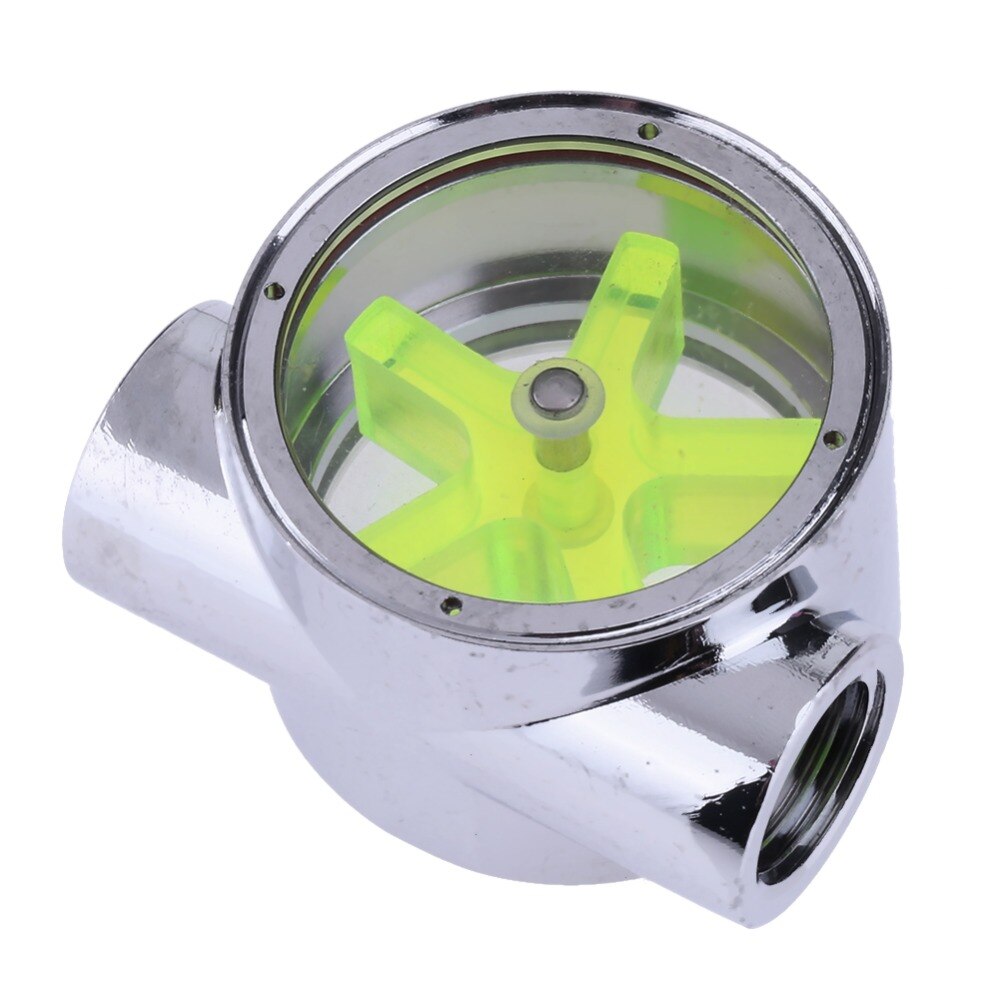 G1/4 5-LEAVES IMPELLER METAL WATER FLOW METER FOR PC WATER COOLING SYSTEM (GREEN)