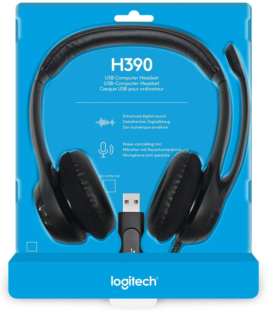 LOGITECH H390 WIRED, STEREO HEADPHONES WITH NOISE-CANCELLING HEADSET