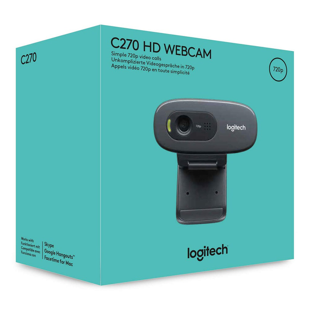 LOGITECH C270 HD WEBCAM, HD 720P, WIDESCREEN HD VIDEO WEB CAMERA