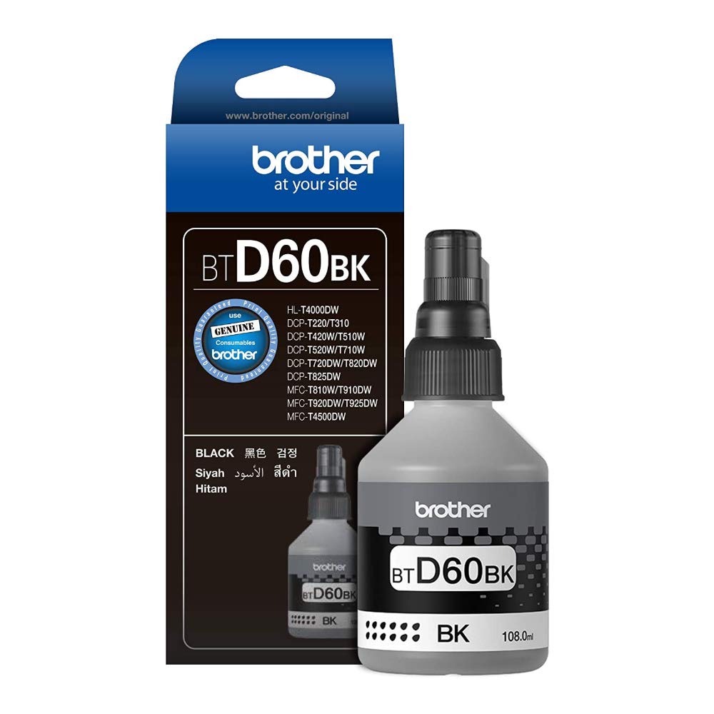 BROTHER BTD60BK GENUINE INK BOTTLE TWINPACK (BLACK)