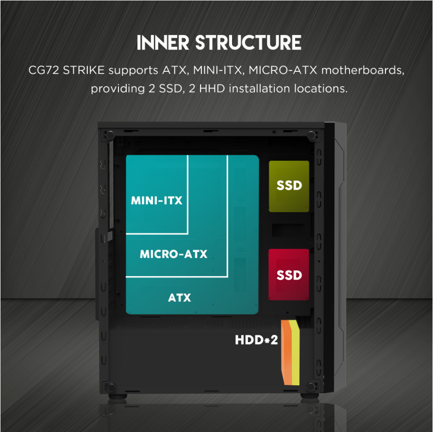 FANTECH STRIKE CG72 MIDTOWER ATX BLACK CASE