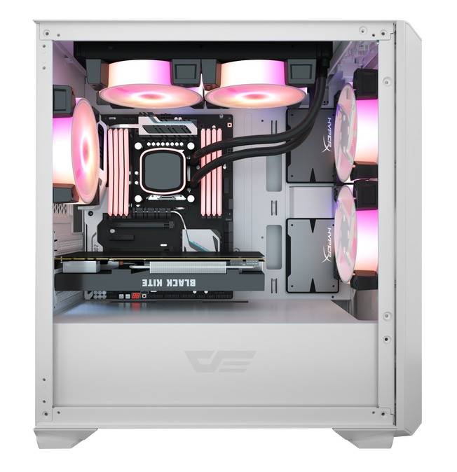 DARKFLASH DLM23 WHITE DOOR OPENING TEMPERED GLASS GAMING CASE