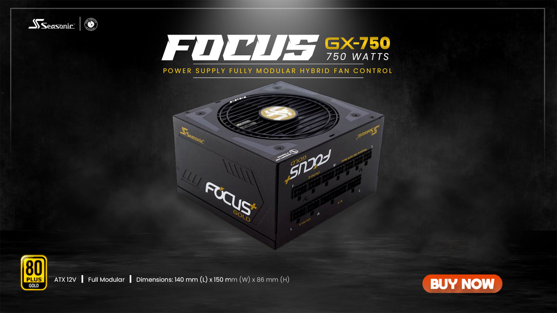 SEASONIC FOCUS GX-750, 750WATTS 80+ GOLD, FULL-MODULAR POWER SUPPLY