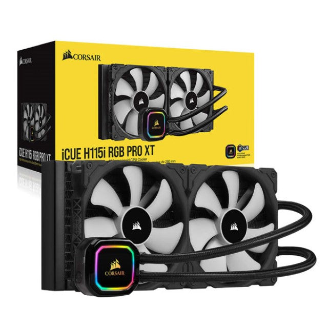 CORSAIR ICUE H115I RGB PRO XT, 280MM RADIATOR, DUAL 140MM PWM FANS, SOFTWARE CONTROL, LIQUID CPU COOLER