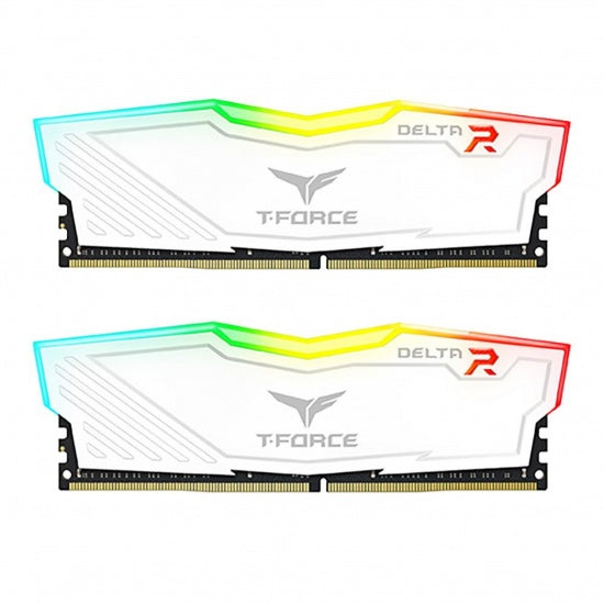 TEAMGROUP T-FORCE DELTA RGB DDR4 16GB(2X8GB)3200MHZ CL16 WHITE DESKTOP MEMORY