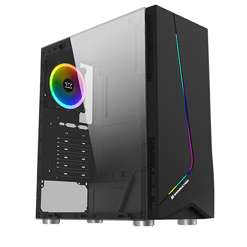 XGMATEK EROS ATX, RAINBOW LED FRONT PANEL, LEFT TEMPERED GLASS GAMING CASE