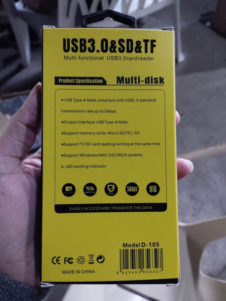 USB D-105 3.0 |SD|TF 5GBPS CARD READER